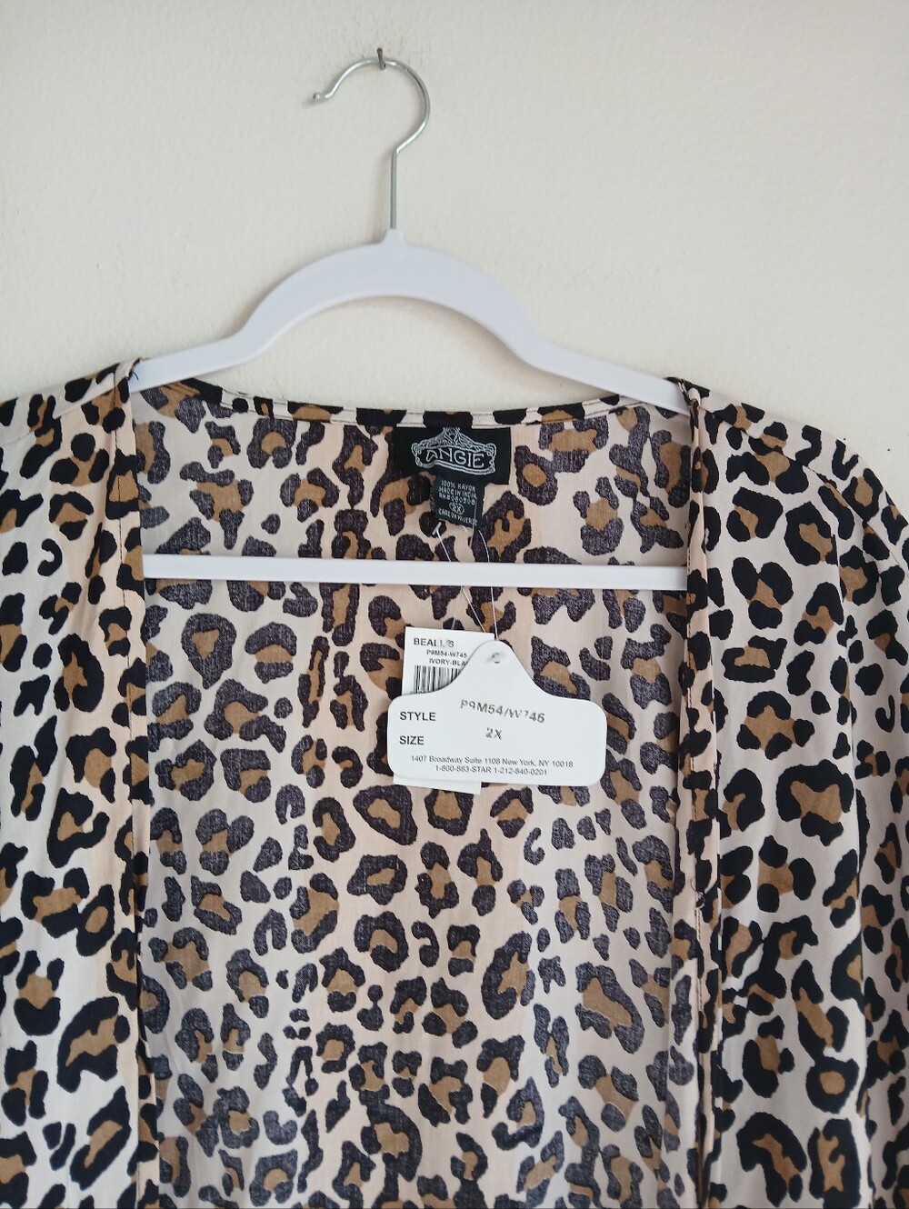 Angie Animal Print Open Kimono Top Size 2X NWT - Picture 4 of 11